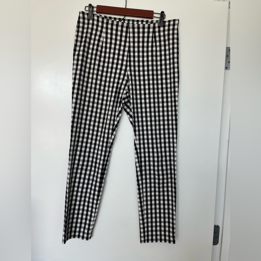 Cropped Ankle Stretch Checked Pants